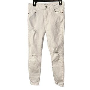 ✨3/$20✨ Cello White High Rise Distressed Skinny Ankle Jeans. Sz 7 (actual 28x26)